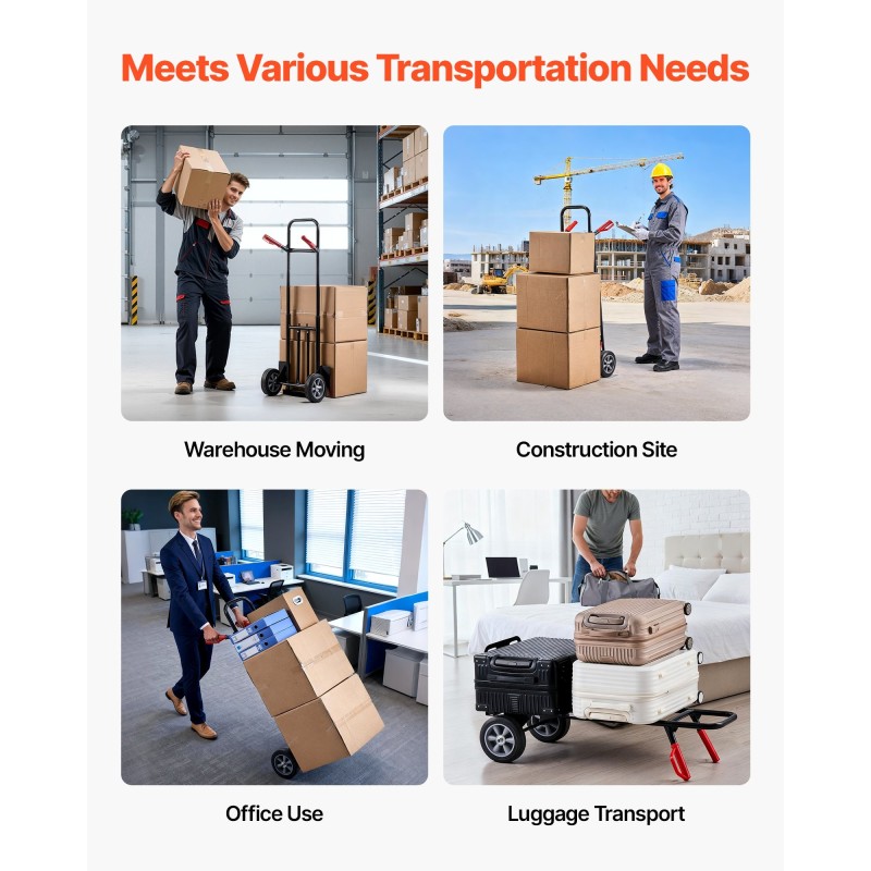 Taitettava seosteräs siirtokärry 272 kg teleskooppikahvalla pyörillä ja sidontavyöllä