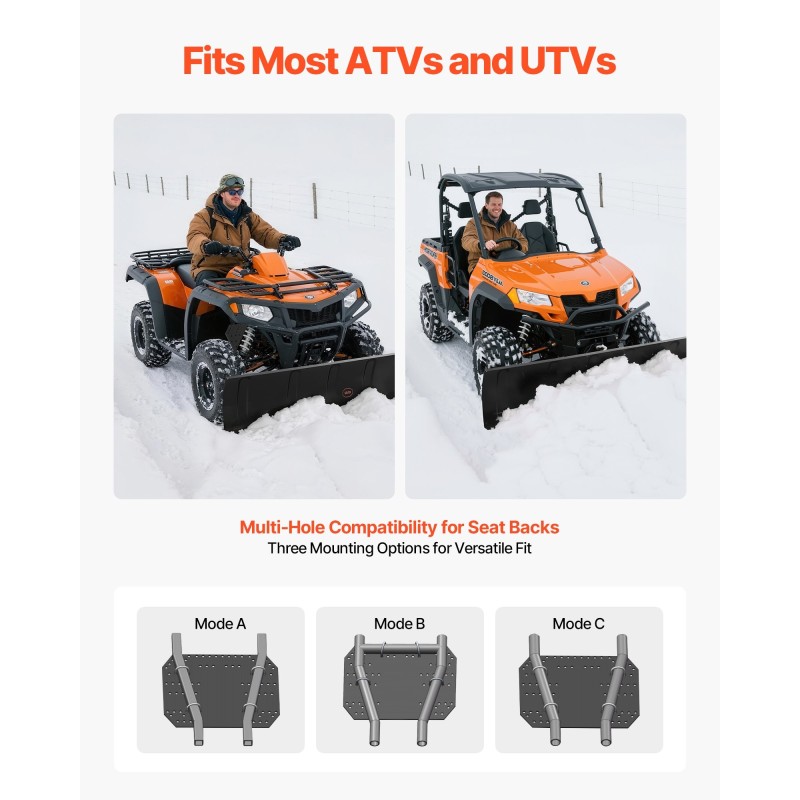 Lumiaurapaketti 122 cm teräs ATV ja UTV universaali kiinnitys
