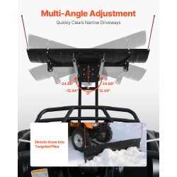 Säädettävä teräslumiaura 109–152 cm kumiläpillä UTV- ja ATV-ajoneuvoihin