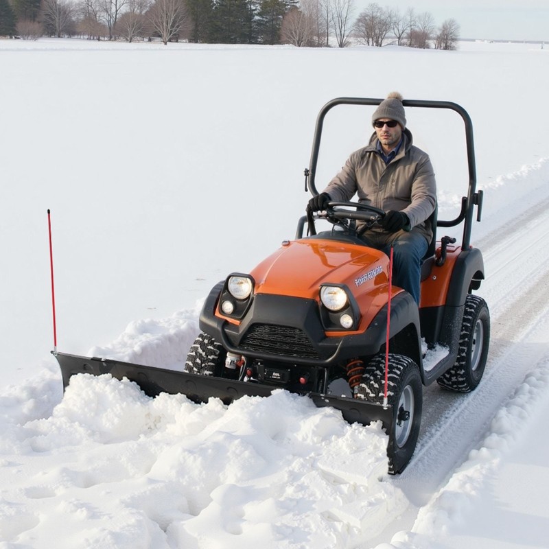 Säädettävä teräslumiaura 109–152 cm kumiläpillä UTV- ja ATV-ajoneuvoihin