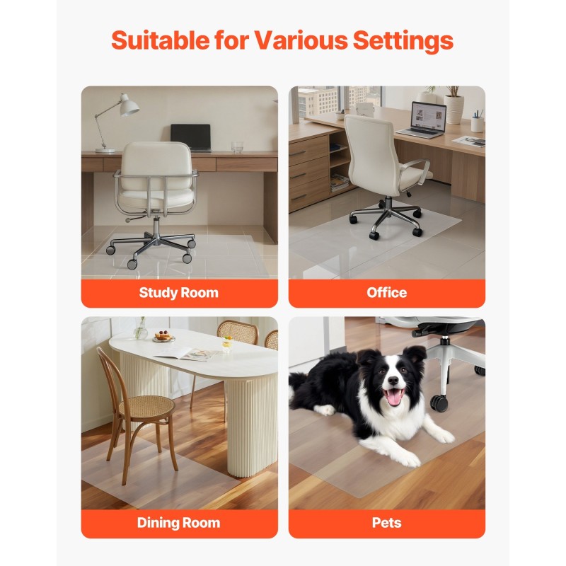 Tuolinmatto muovinen läpinäkyvä huurrettu 1215 x 765 millimetriä koville lattioille