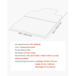 Lattiansuojamatto PVC 1230 x 914 mm toimistotuolille nappulapohjalla huurrettu