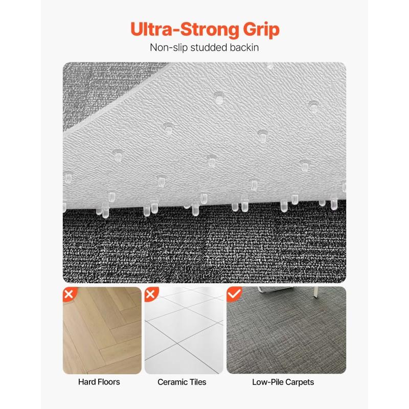 Tuolimatto PVC-muovinen suorakaide 1225 x 915 mm läpikuultava matalalle nukalle