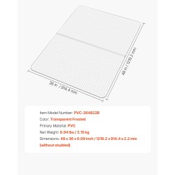 Tuolimatto PVC-muovinen suorakaide 1225 x 915 mm läpikuultava matalalle nukalle