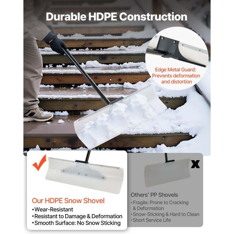 Lumilapio 30 tuuman muovilapa metallivahvike ergonominen kahva ulkokäyttöön