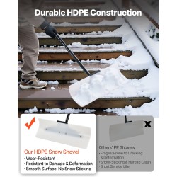 Lumentyöntölapio 61 cm leveällä muovilavalla irrotettavalla varrella ergonomisella liukuestekahvalla