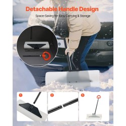 Lumentyöntölapio 61 cm leveällä muovilavalla irrotettavalla varrella ergonomisella liukuestekahvalla