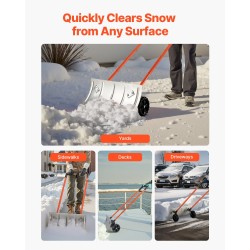 Metallinen lumilapio pyörillä alumiiniterä 61 cm säädettävä varsi 114–143 cm