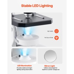 Monokulaarinen yhdistelmämikroskooppi suurennus 40–2000x alumiiniseosrunko LED-valo puhelinpidike