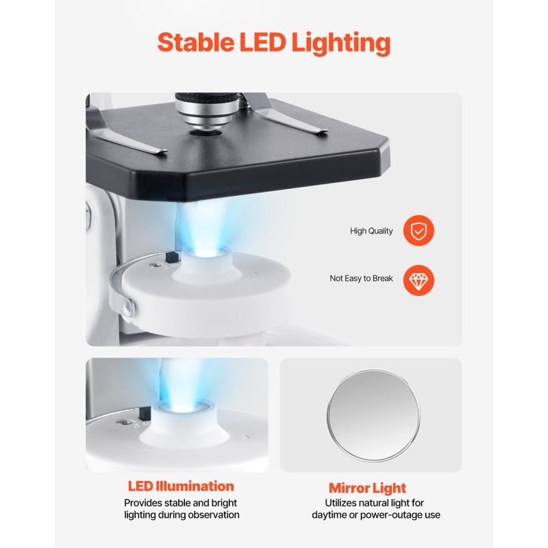 Monokulaarinen yhdistelmämikroskooppi suurennus 40–2000x alumiiniseosrunko LED-valo puhelinpidike