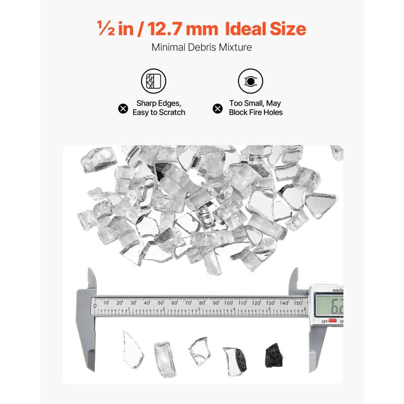 Heijastava murskattu tulilasi karkaistusta lasista 12,7 mm 4,5 kg tulisijoihin