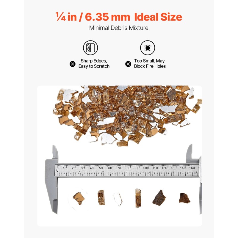 Heijastava lasimurska karkaistua lasia 6,35 mm kuparinsävy tulipöytiin