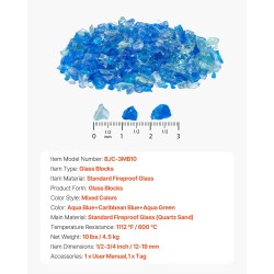 Tulilasipalat 4,5 kg 19 mm lämpökestävä kvartsihiekasta valmistettu sekoitussävyissä