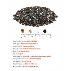 Heijastava murskattu tulilasi karkaistua lasia 12,7 mm 9 kg kuparinsävyinen