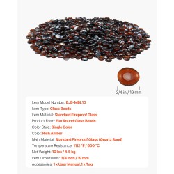 Litteät pyöreät tulilasikivet paloturvallisesta lasista 19 mm 4,5 kg tulisijoihin