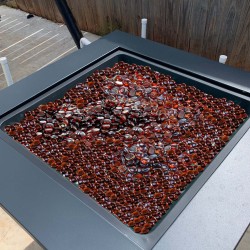 Litteät pyöreät tulilasikivet paloturvallisesta lasista 19 mm 4,5 kg tulisijoihin