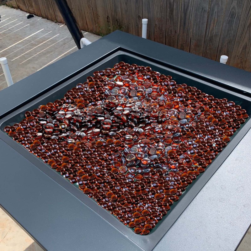 Litteät pyöreät tulilasikivet paloturvallisesta lasista 19 mm 4,5 kg tulisijoihin