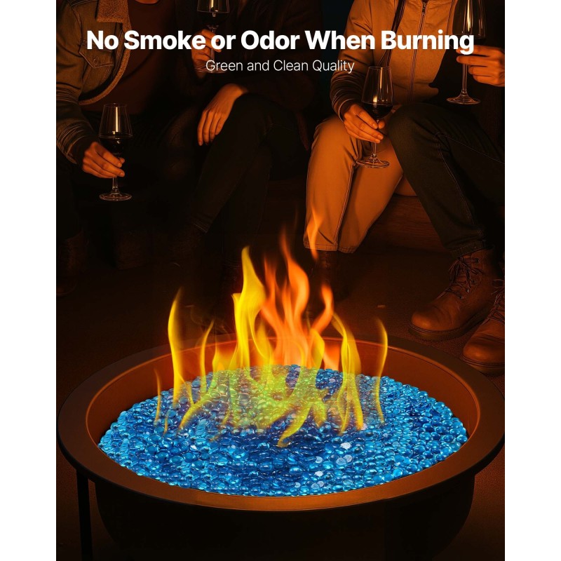 Litteät pyöreät lasihelmet kvartsihiekasta 19 mm 9 kg karibian sininen tulisijoihin