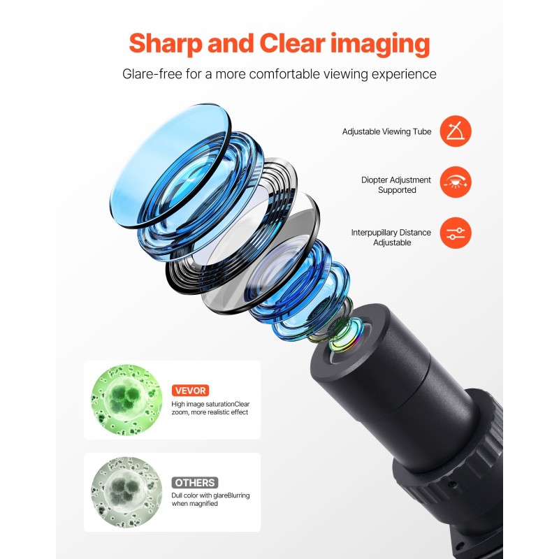 Binokkelimikroskooppi alumiiniseosrunko säädettävä LED valaistus 40–5000x suurennus kaksitasoinen näytelava puhelinpidike