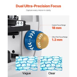 Kolmiputkinen mikroskooppi alumiiniseosrunko 40–5000-kertainen LED-valaistus 1,5 megapikselin elektroninen okulaari