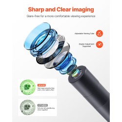 Kolmiputkinen mikroskooppi alumiiniseosrunko 40–5000-kertainen LED-valaistus 1,5 megapikselin elektroninen okulaari