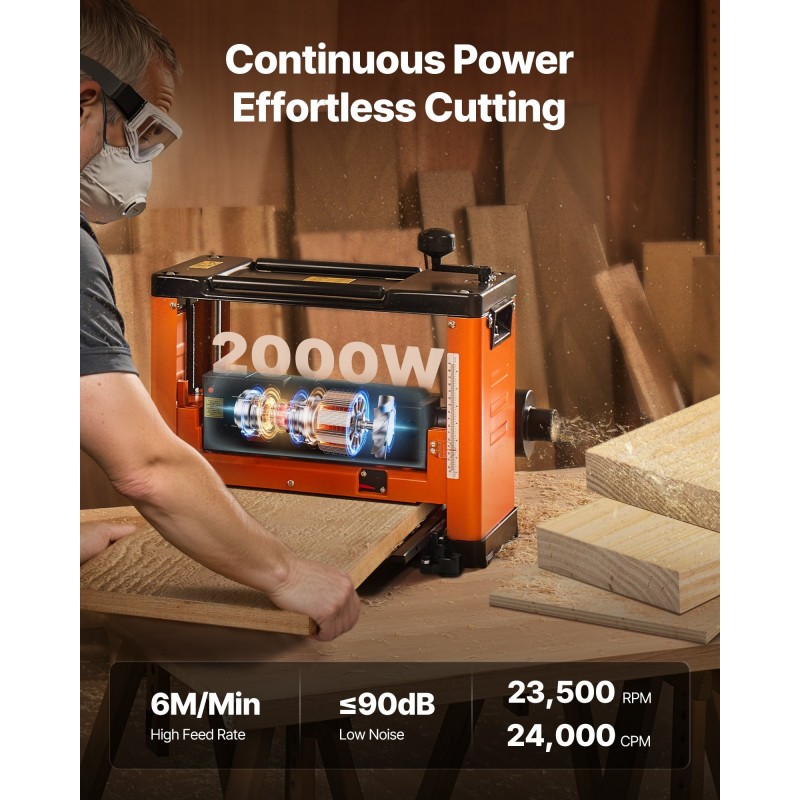 Paksuus- ja tasohöylä puun työstöön 2000 wattia 330 millimetriä kolmiteräinen