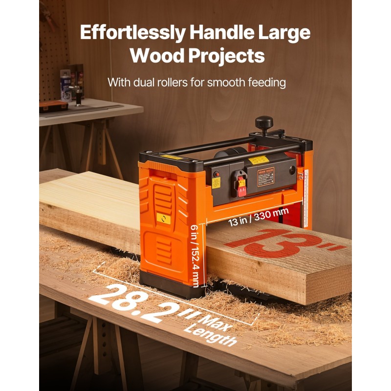 Paksuushöylä 1800 wattia 330 millimetriä leveällä työpöydällä kaksiteräinen kovalle ja pehmeälle puulle