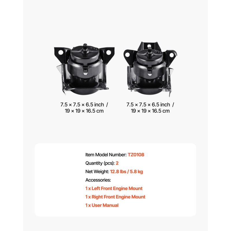 Moottorin kiinnikesarja rauta-alumiini kumityyny 2 kpl Chevrolet Silverado 1500 5.3L 2014–2018