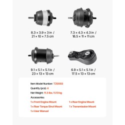 Moottori- ja vaihteiston kiinnikesarja metallinen kumiosilla 4-osainen Chevrolet Traverse 3,6 l 2009–2017