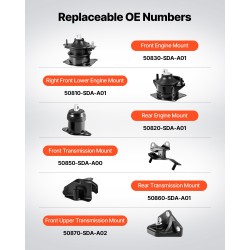 Moottorin ja vaihteiston kiinnikesarja rauta alumiini kumi 6-osainen Honda Accord 2.4-litrainen 2003–2007
