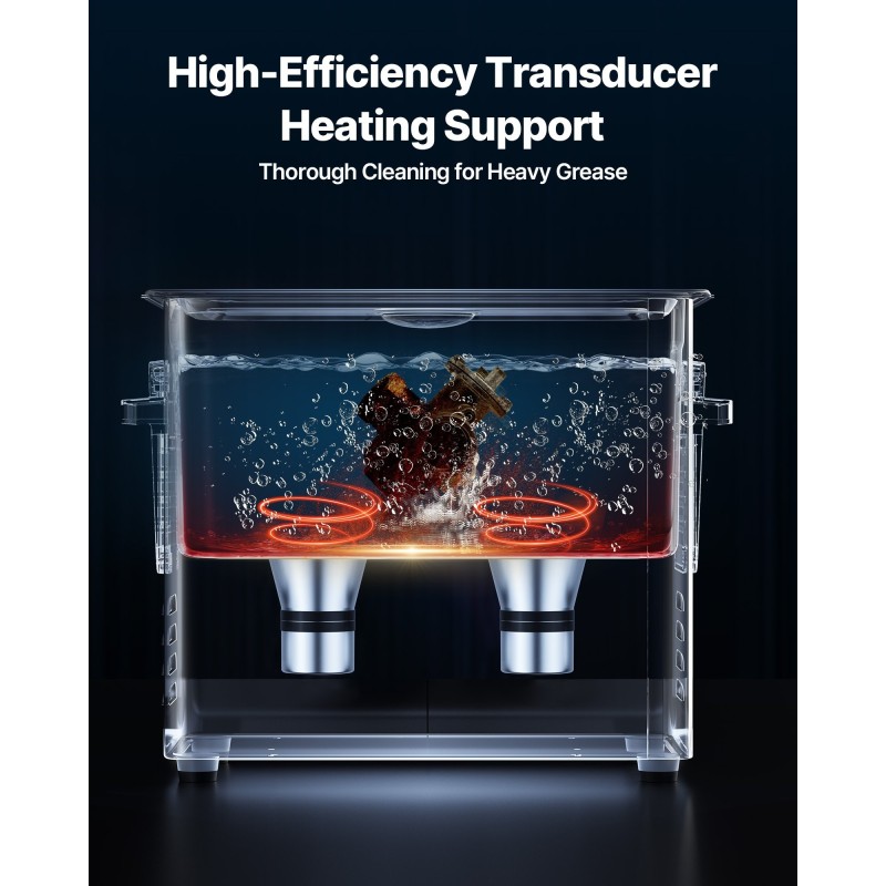 Ultraäänipuhdistin 6 l ruostumaton teräs 40 kHz 120 W digitaalinen ajastin