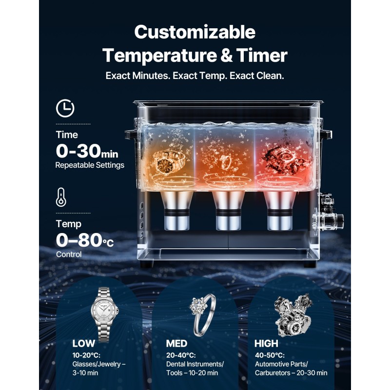 Ultraäänipesuri 10L ruostumaton teräs 40kHz digitaalinen ajastin säädettävä lämpötila puhdistuskori