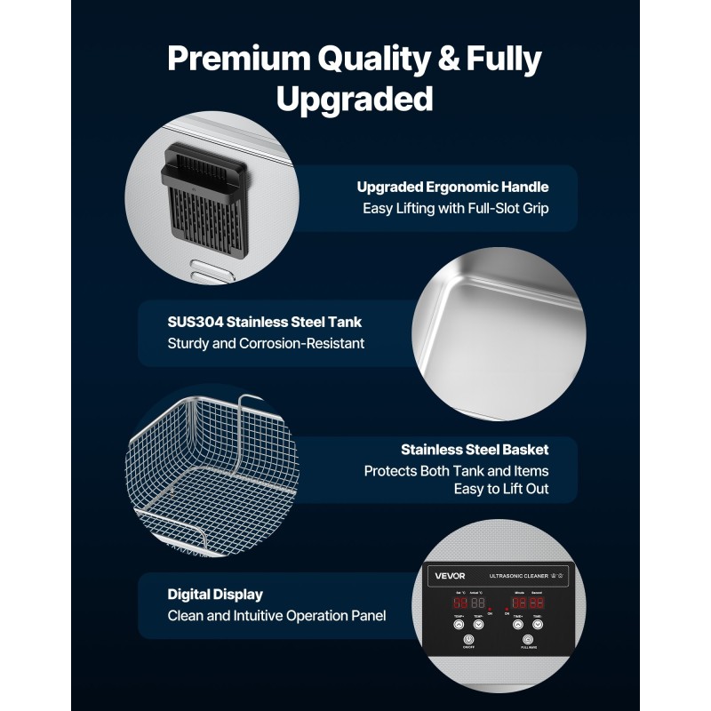 Ultraäänipesuri 15L ruostumaton teräs 40kHz 240W ammattikäyttöön