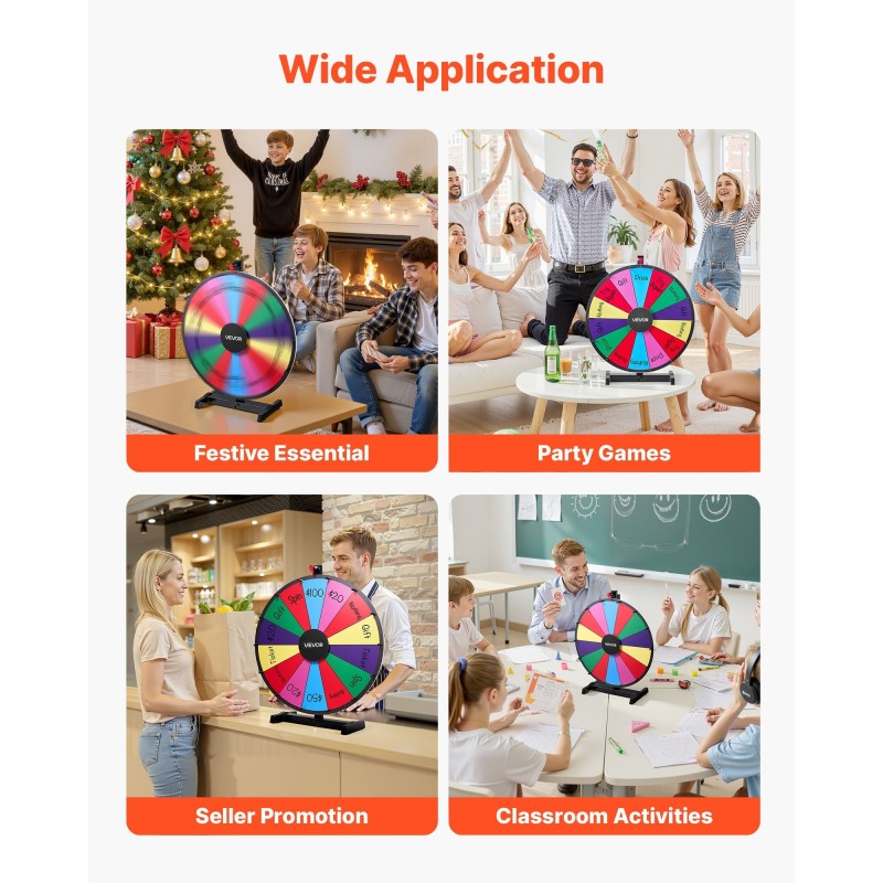 Pöytämallinen onnenpyörä 610 mm 14 sektoria kuivapyyhittävä pinta 6 väriä