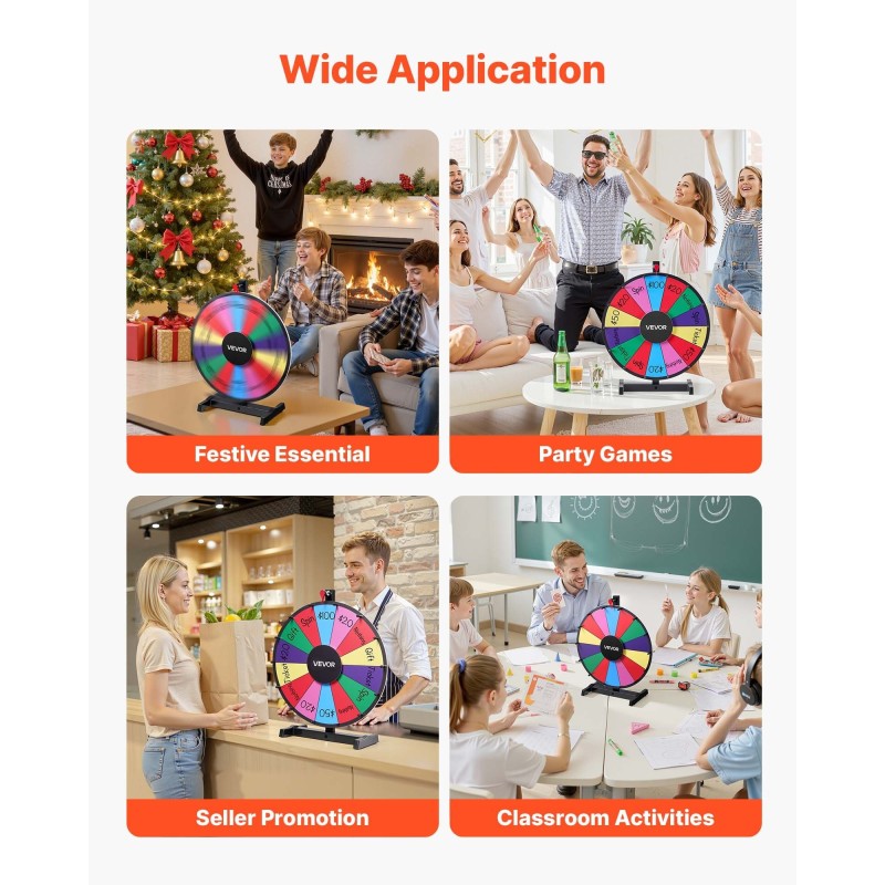 Pöytämallinen onnenpyörä 457 mm halkaisija 14 sektoria kuivapyyhittävä pinta vakaalla telineellä