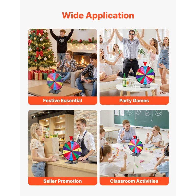Pöytämallinen onnenpyörä 305 mm halkaisija 14 sektoria 6 väriä kuivapyyhittävä pinta