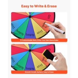 Pöytämallinen arpapyörä kaksitoista sektoria kuusi väriä kuivapyyhittävä pinta