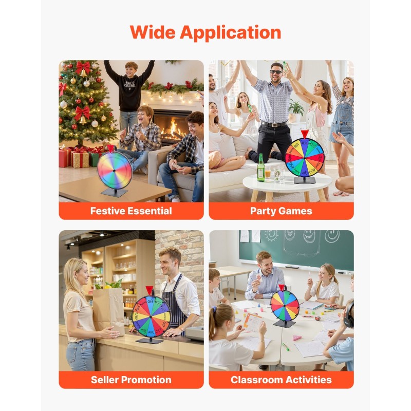 Pöytämallinen arpapyörä kaksitoista sektoria kuusi väriä kuivapyyhittävä pinta