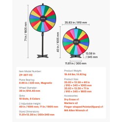 Onnenpyörä 914 mm 18 kenttää säädettävä korkeus kuivapyyhittävä pinta