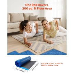 Lattian alusmateriaali 3 mm kierrätetty kuitu PE-höyrysulku 2 rullaa laminaattiin ja vinyyliin