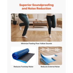 Lattian alusmateriaali 3 mm kierrätetty kuitu PE-höyrysulku 2 rullaa laminaattiin ja vinyyliin