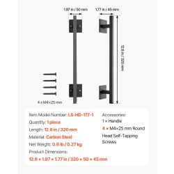 Portin vedin hiiliteräksinen ruosteenkestävä pinnoite 320 mm 1 kpl sisä- ja ulkokäyttöön