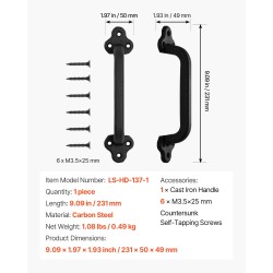 Portin- ja ovenvedin ruosteenkestävä hiiliteräs 231 mm 1 kpl sisä- ja ulkokäyttöön