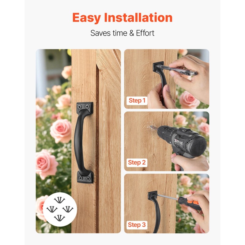 Ovi- ja porttikahva hiiliteräs 152 mm 4 kappaletta sisä- ja ulkokäyttöön