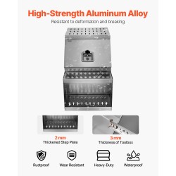 Alumiininen sivuasennettava lukittava askelmalaatikko kuormaautoihin kaksisataa kiloa kantava