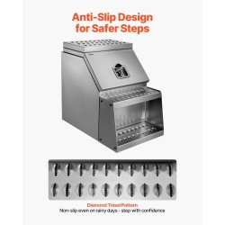 Alumiininen sivuasennettava lukittava askelmalaatikko kuormaautoihin kaksisataa kiloa kantava