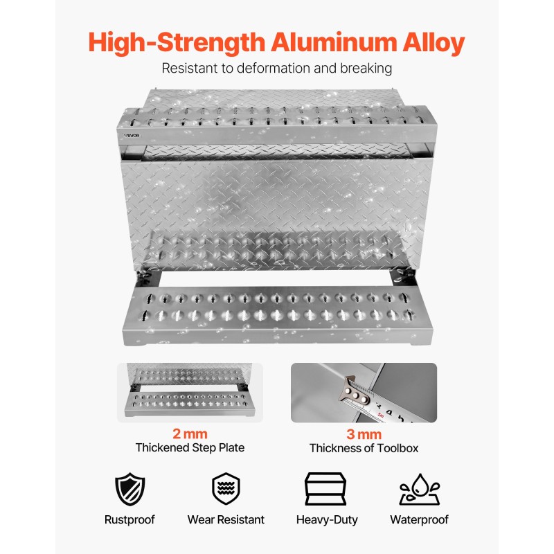 Askelmatyökalulaatikko kuorma-autoon alumiiniseos 790 x 770 x 485 mm 200 kg