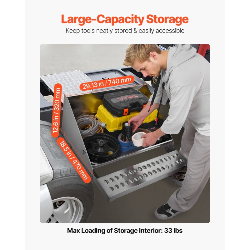 Askelmatyökalulaatikko kuorma-autoon alumiiniseos 790 x 770 x 485 mm 200 kg