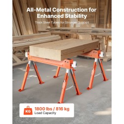 Taitettava teräksinen sahapukki 2 kpl korkeussäätö 640–820 mm kantavuus 816,5 kg