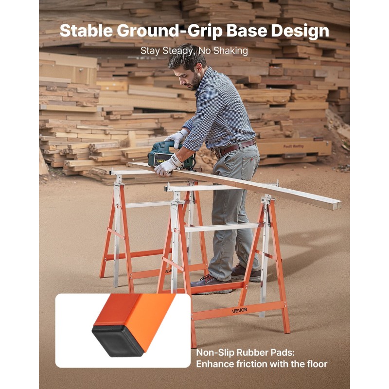 Sahapukki taittuva teräsrakenne korkeussäädettävä 800–1300 mm kantavuus 199,6 kg 2 kpl